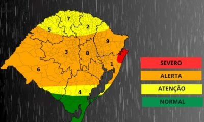 Defesa Civil emite alerta para condição meteorológica nos dias 19 a 21 de novembro