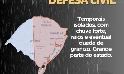 Defesa Civil alerta para temporais isolados nesta sexta-feira, 24