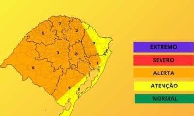 Defesa Civil alerta para previsão de altas temperaturas e temporais em grande parte do estado