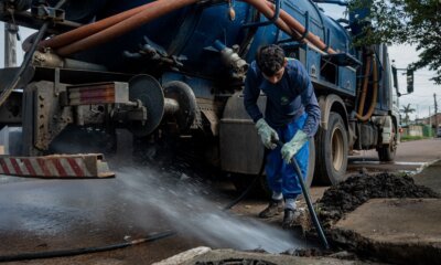 Prefeitura de Canoas usa hidrojatos para limpar redes pluviais na Mathias Velho
