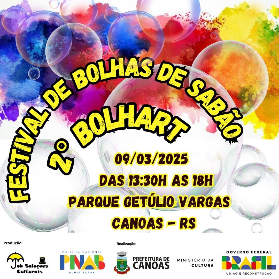 Vem aí a segunda edição do Festival de Bolhas de Sabão Gigantes em Canoas
