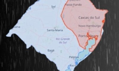 Defesa Civil do RS alerta para chuva e vento fortes com raios nesta segunda-feira