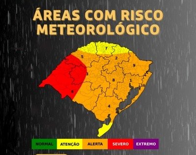 Defesa Civil alerta para chuva forte e volumosa com acumulados de até 80 mm entre os dias 7 e 9 de maio