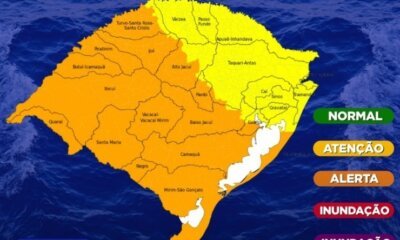 Defesa Civil estadual alerta para previsão de tempestades e de chuvas intensas em parte do RS a partir da tarde de domingo, 5